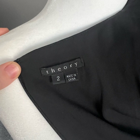 Theory silk dress colorblock slip size 2 navy black and cream canelle chorus - Picture 5 of 6